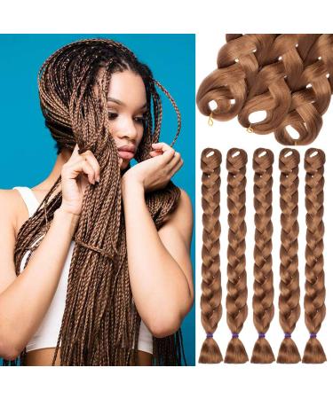 SEGO 41" Braid Extensions Synthetic Crochet Braiding 165g/Bundle Braiding Hair Light Brown