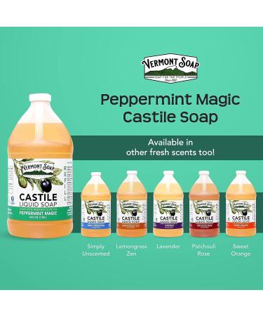 Vermont Castile Soap Peppermint 64 Oz - Gentle Liquid Soap for Sensitive Skin, Natural Body Wash, Organic Shampoo for Oily Hair - Aloe Castile Soap for Men & Women - Pack of 1 - Buy Online on GoSupps.com