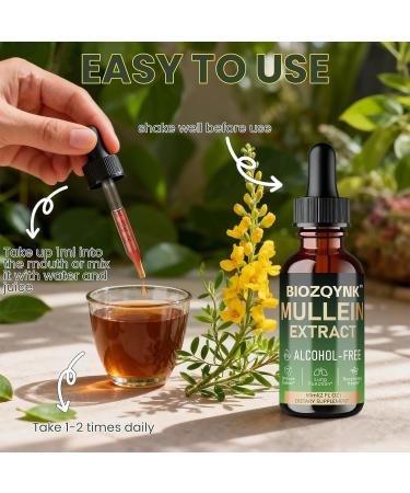 BIOZQYNK Mullein Drops Lung Cleanse - Leaf Extract - Powerful Mullein for Immune Support Detox & Respiratory Support- Lung Cleanse for Smokers Vegan Alcohol-Free (2 fl oz) - Buy Online on GoSupps.com