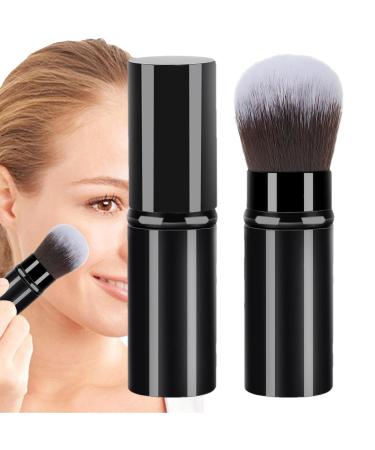 Travel Makeup Brushes - Telescopic Small Cosmetics Brushes | Soft Face Makeup Brushes Beginner Friendly Powder Brush for Foundation Black
