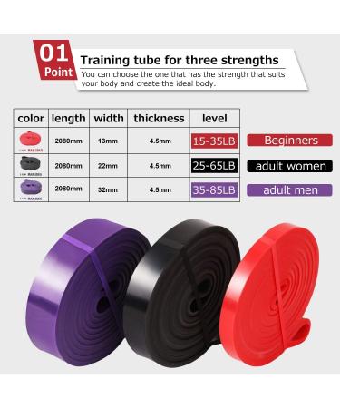 Extra Long Resistance Bands for Strength Training | Fitness Straps for Gymnastics & Yoga - Red Black Purple - Buy Online on GoSupps.com
