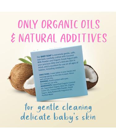 Organic Baby Soap Bar with Greek Yogurt & Coconut Milk - Handmade in USA - Gentle & Moisturizing for Delicate Skin - Buy Online on GoSupps.com