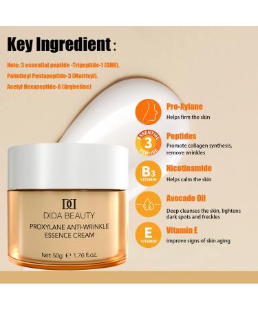 DIDA BEAUTY Pro-Xylane Anti-Wrinkle Essence Night Cream with Peptide, Vitamin E, Avocado Oil - 1.76 fl. Oz - Buy Online on GoSupps.com