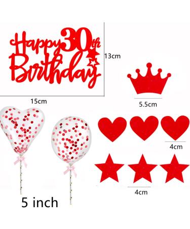 Red Cake Decoration 30th Birthday Woman Happy 30th Birthday Cake Decoration 30 Years Young Women Man Cake Decoration 30th Cupcake Topper 30th Birthday Cake Topper Red Cake Topper Decoration 30th - Buy Online on GoSupps.com