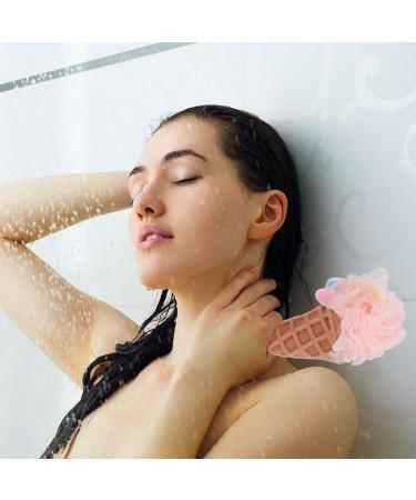 POPETPOP Rainbow Bath Balls - Exfoliating Ice Cream Shower Loofah & Sponge for Kids - 2pcs Body Scrubber for Baby Bath Spa - Buy Online on GoSupps.com