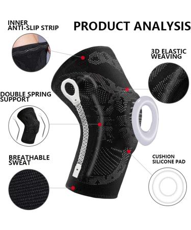 XINIFOOT Sport Knee Brace Compression Sleeve - Gel Pads & Stabilizers for Meniscus Tear & Arthritis | Best Support for Running - X-Large - Buy Online on GoSupps.com