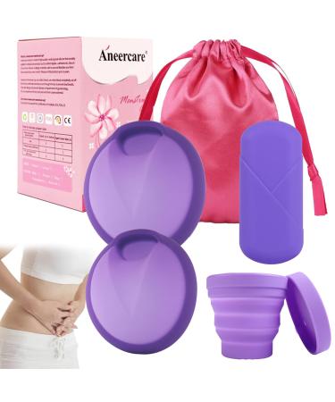 2 pieces menstrual disc menstrual cup menstrual cup menstrual disc stacking cup + storage box + storage bag Suitable for sports and swimming and safe to use (S and L)