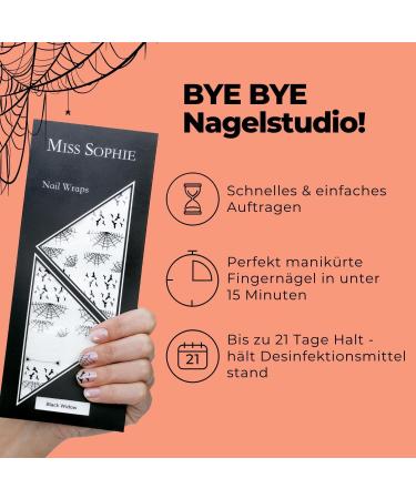 Original Miss Sophie Nail Foils Halloween - 24 Ultra-Thin Black Widow Nail Polish Stripes for Fingers & Toes - Perfect for Natural Acrylic Gel & Shellac Nails - International Shipping Available - Buy Online on GoSupps.com