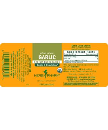 Herb Pharm Organic Garlic Extract - Cardiovascular & Circulatory Support - 1 Ounce - Buy Online on GoSupps.com