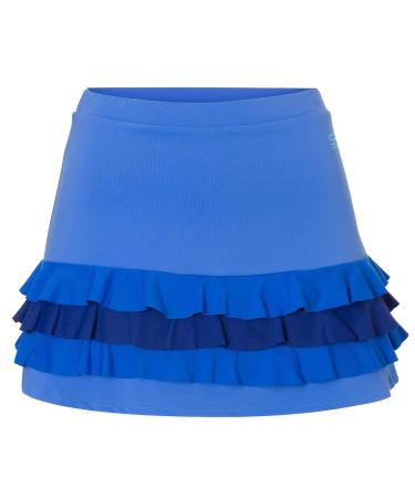 Sportkind Girls & Women Tennis Padel Hockey Golf Ruffle Skirt with Inner Pants Skort 116 Cornflower Blue Mixed