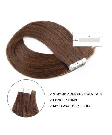 Sassina Double-Sided Tape in Hair Extensions - Real Chocolate Brown Seamless Skin Weft 45cm 20 Pieces 50g #3 - International Shipping Available - Buy Online on GoSupps.com