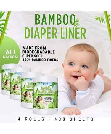 Disposable Cloth Diaper Bamboo Liners  4 Rolls  Fragrance Free & Chlorine Free  Compostable  Dye Free Flushable Biodegradable Viscose Bamboo Liners for Cloth Diaper 100 Each Sheets for 4 Rolls - Buy Online on GoSupps.com