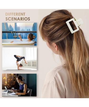 6Pcs 2 Inch Matte Rectangle Hair Claw Clips for Women and Girls - Small Claw Clips for Medium to Thick Hair - Nonslip Hair Jaw Clips - Buy Online on GoSupps.com