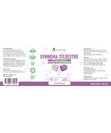 DG Supplements Gymnema Sylvestre 20000mg 501 Extract 400mg 75 Gymnemic Acid 90 Vegan Capsules High Strength Healthy Blood Sugar Levels Independently Tested GMP Certified - Buy Online on GoSupps.com