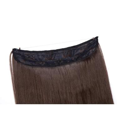 Hair Extensions no Clip Invisible Wire Adjustable Secret Rubber Band Hairpiece Real Natural Synthetic Fibre Hair 16 inch Straight Medium Brown - Buy Online on GoSupps.com