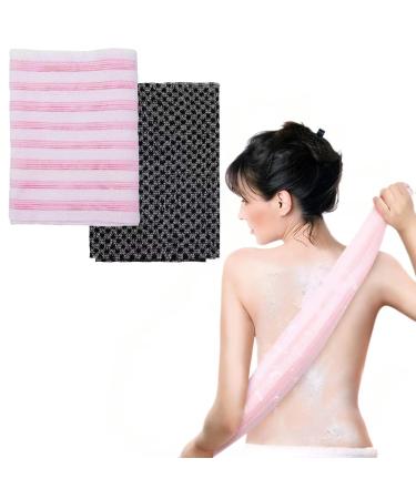 2 Piece Body Scrubber Japanese exfoliating Towel exfoliating Towel Pink Grey Unisex