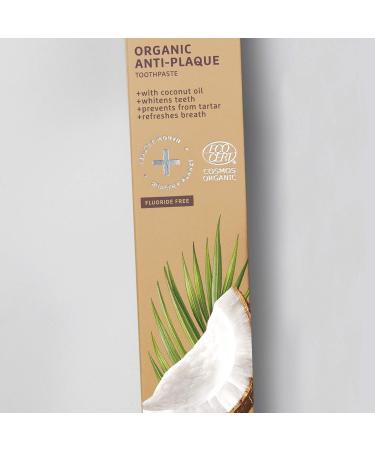 Ecodenta Fluoride-Free Anti-Plaque Toothpaste 75ml | Organic Toothpaste with Coconut Oil & Aloe Vera | Natural Ingredients & Peppermint Oil - Buy Online on GoSupps.com