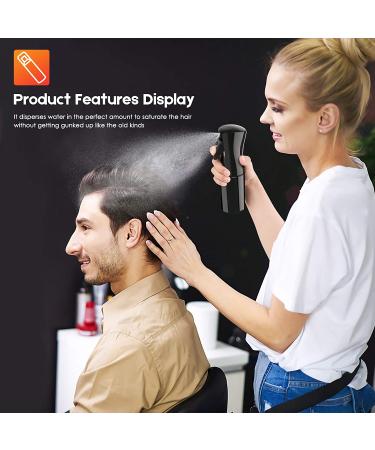 2 Pack 6.8oz Hair Spray Bottles - Continuous Fine Mist Sprayer for Salon, Hairstyling, Cleaning, Plants & Skin Care - Refillable Empty Bottles - Black + White - Buy Online on GoSupps.com