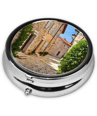 Italy Tuscan Printed Mini Round Pill Box - 3 Compartment Travel Pill Organizer for Home & Office Use - Buy Online on GoSupps.com