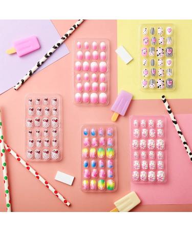 120 Pieces Kids Press on Nails | Sweet Pattern Fake Nails for Girls | Full Cover False Fingernails for Children | Nail Decoration Set - Buy Online on GoSupps.com