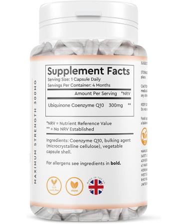 CoQ10 300mg - 120 Vegan Capsules | High Strength CoEnzyme Q10 Supplement | UK Made - Buy Online on GoSupps.com