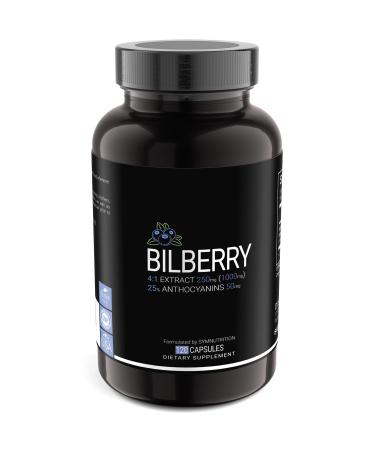 Bilberry Extract 1000mg, 25% Anthocyanins 50mg - 120 Count (V-Capsules) / 120 Servings European Blueberry: Manufactured in a cGMP-Registered Facility in USA Vegan & Gluten Free