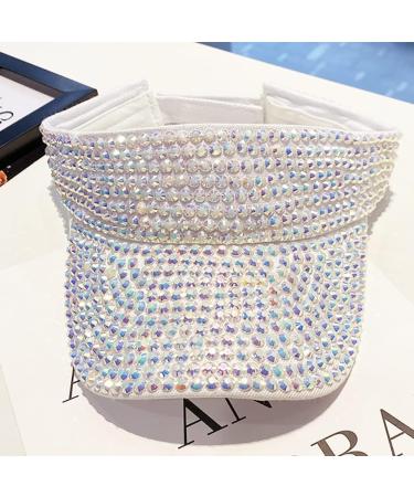 XYIYI Bling Rhinestone Sport Sun Visor Hat - Adjustable Summer Cap for Women & Girls - One Size White Rhinestone Visor - Buy Online on GoSupps.com