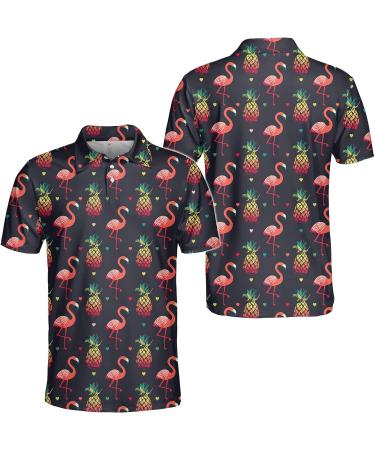 Flamingo Pineapple Tropical Exotic Polo Shirt - Men's & Women's Golf Polo, Lightweight & Multi Color - Large - Buy Online on GoSupps.com