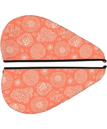 Quick-Dry Hair Towel Wrap | Turban with Button for Effortless Drying | Beautiful Corals - International Shipping - Buy Online on GoSupps.com