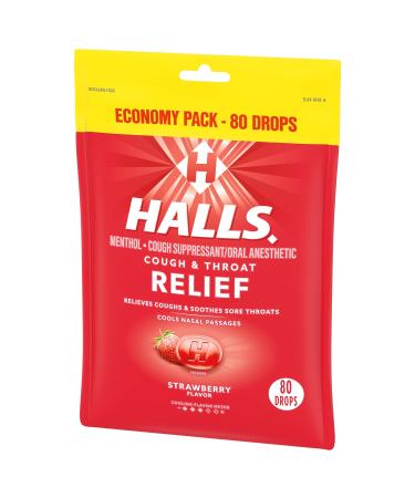 HALLS Relief Strawberry Cough Drops Economy Pack - 80 Count - Buy Online on GoSupps.com