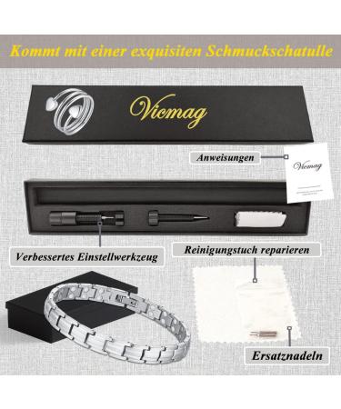 Vicmag Titanium Steel Magnetic Bracelet for Women - Ultra Strength Double Row Silver with Removal Tool - Perfect Gift - Buy Online on GoSupps.com
