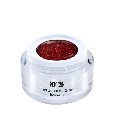 Uv Led Effect Gel Classic Glitter Bordeaux - Red - Studio Quality - Made In Germany - 5ml