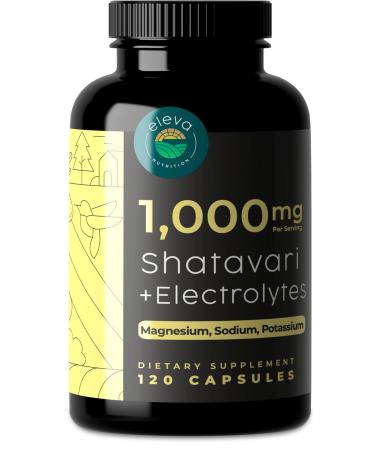 Shatavari Organic Powder Capsules for Women and Men from the Root (Chitabari)- Plus Electrolytes Magnesium Sodium Potassium for Enhanced Hydration to Counter Shatavari Powder's Diuretic Effect-120Ct