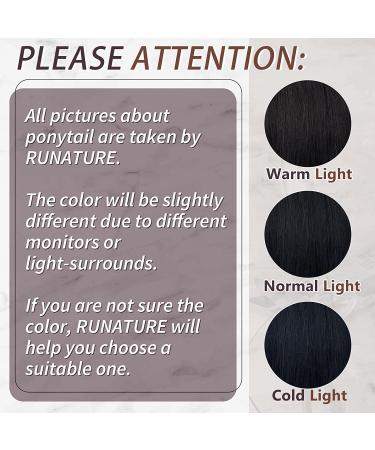 Runature Real Hair Ponytail Extensions - 35cm Black Human Hair - 70g Smooth Braid #1 - Buy Online on GoSupps.com