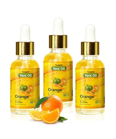 3Pack Yoni Oil for PH Balance Yoni Wash Feminine Oil for Vaginal Dryness Soothes Moisturizer Wetness Hygiene Intimate Deodorant for Women Perfume Oil Orange Juicy Body Oil Orange Juice Scent