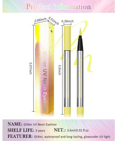  LYSdefeu Waterproof glitter liquid eyeliner UV neon liquid pencil metallic hold multi-colored glitter long-lasting easy to use and highly pigmented dries to create lines - Buy Online on GoSupps.com