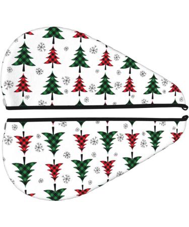 Buffalo Plaid Christmas Trees Microfiber Hair Towel | Super Absorbent Quick Dry Wrap for Long Curly & Thick Hair - Buy Online on GoSupps.com