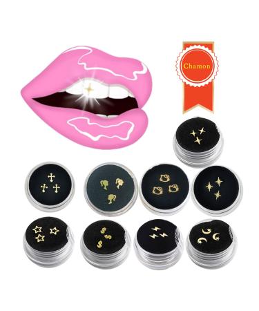 Dental Gems 18K Surface Gilding Tooth Gems Pack 27 PCs Size 3 to 5mm Ultra-Thin Teeth Gems Includes Cross Teeth Gems Tooth Jewelry