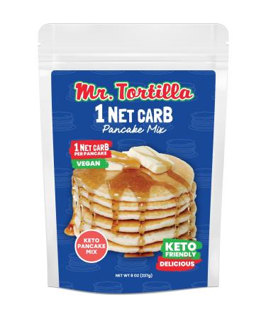 Mr. Tortilla 1 Net Carb Pancake Mix - Low Carb, Paleo, Keto-Friendly Sweet Snacks - Vegan & Gluten-Free Golden Sweet Pancake Mix - Desserts Made from Almond Flour - 8 Oz. Bag, Makes 24 Pancakes