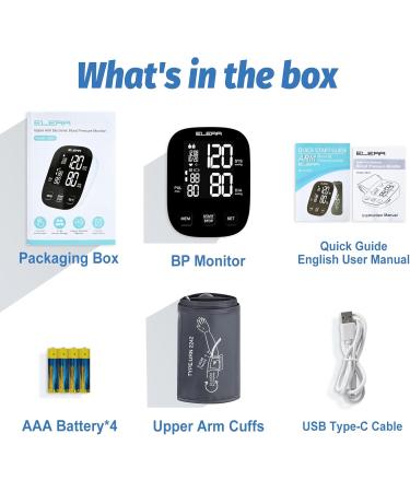 Buy ELERA Automatic Blood Pressure Monitor - Home Use Large Cuff (9-17) & Backlit Display USB & Batteries Included - Accurate & Easy to Use - Buy Online on GoSupps.com