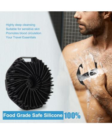 Silicone Body Scrubber with Non-Slip Handle - Travel Friendly Shower & Body Wash Scrubber (Black) | International Shipping - Buy Online on GoSupps.com