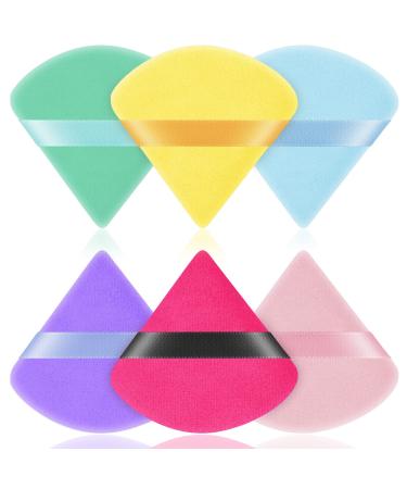 Auauy 6 PCs triangle makeup powder quaste face sponge powder puff washable reusable makeup sponge wet dry make -up tool for loose powder or foundation rouge (multicolored) 6 multicolored