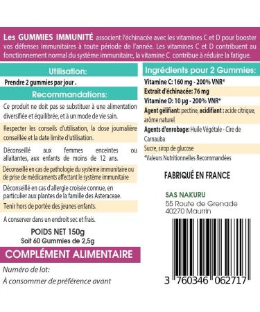 NAKURU | Immunit Gummies | Gamme Power | Saveur: Fruit de la Passion |Fabriqu en France | " chinac e + Vitamines C et D3 !" (60 Gummies / 30 Jours) 60 unit (Lot de 1) - Buy Online on GoSupps.com
