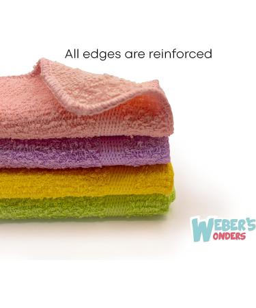 Weber's Wonders 11 Pack Cotton Washcloths for Body & Face - Extra Soft & Highly Absorbent - Fast Dry - Assorted Colors - Buy Online on GoSupps.com