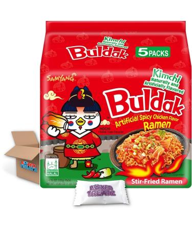 Samyang Korean Style Ramen - KIMCHI Hot Chicken Flavour 135g (Pack Of 5) Boxed Treatz