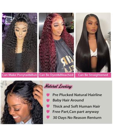 Daules 5x5 HD Lace Closure Wig Deep Wave 24 Inch - 100% Virgin Human Hair, Free Part, Pre Plucked, 180% Density - Natural Black Color for Women - Buy Online on GoSupps.com