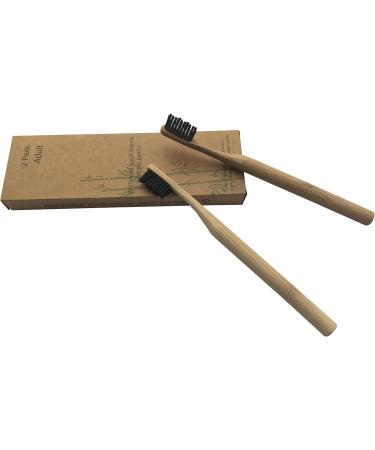 Bamboo Toothbrushes 2-Piece Set | Eco-Friendly 100% Recyclable with Bamboo Handle & Activated Carbon Bristles - Buy Online on GoSupps.com