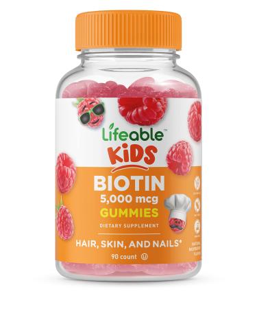 Lifeable Biotin Gummies for Kids - 5,000mcg - Great Tasting Natural Flavor Supplement Vitamins - Vegetarian GMO-free Chewable - for Beautiful & Glamorous Hair and Nails Growth - for Child - 90 Gummies - Buy Online on GoSupps.com