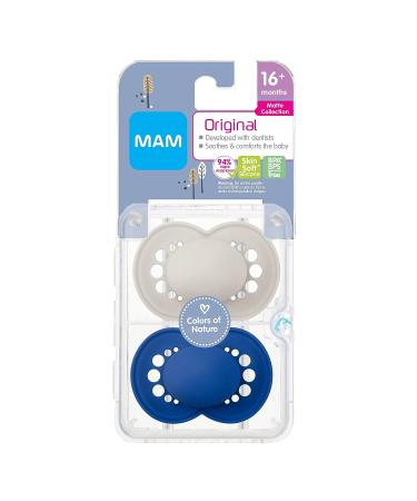 MAM Original Matte Baby Pacifier - Nipple Shape for Healthy Oral Development | Sterilizer Case | Unisex 16+ Months | 2 Count - Buy Online on GoSupps.com