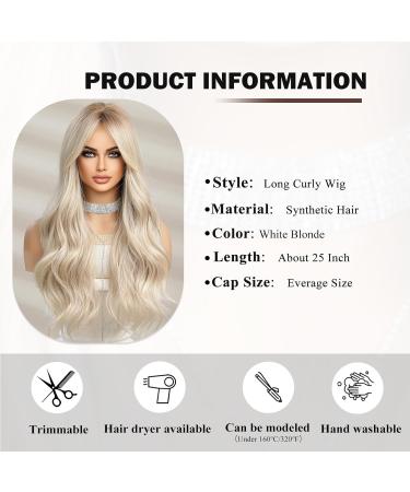 Long White Blonde Synthetic Hair Wig with Fringe for Women - HAIRCUBE - Buy Online on GoSupps.com